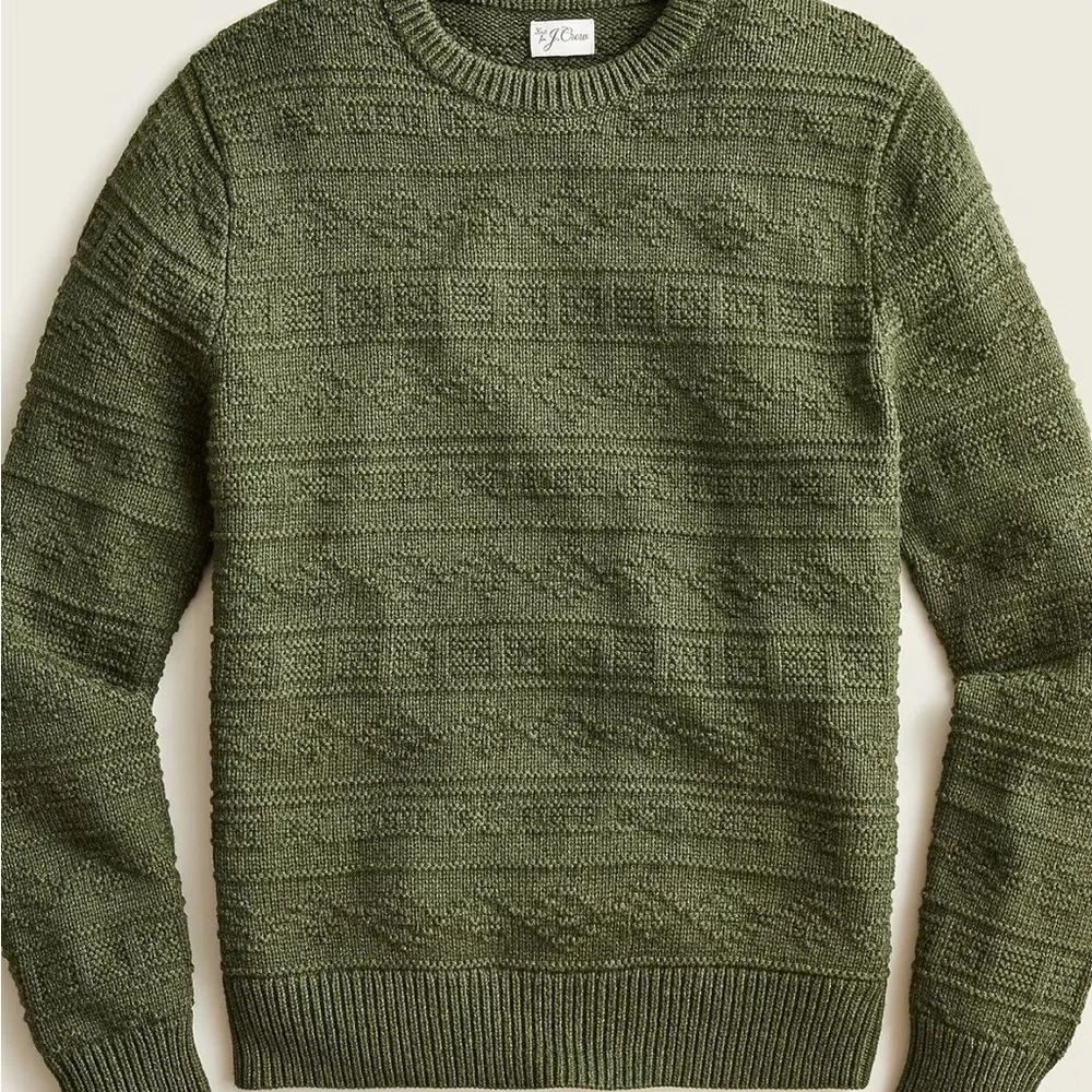 100% cotton J Crew Mens Olive Green Sweater